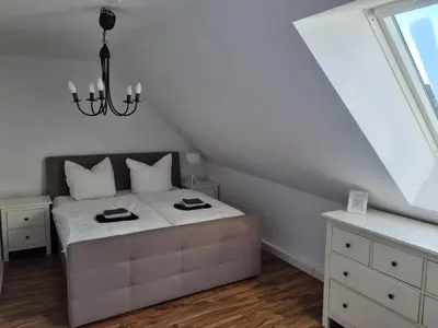 Ein Bett oder Betten in einem Zimmer der Unterkunft Wohlfühlende Wohnung nähe Dortmund