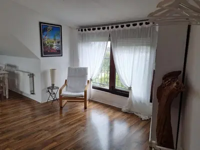 Ein Sitzbereich in der Unterkunft Wohlfühlende Wohnung nähe Dortmund