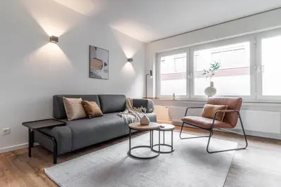 Ein Sitzbereich in der Unterkunft MODERN & MINIMAL - Design-Apartment in Stadtmitte