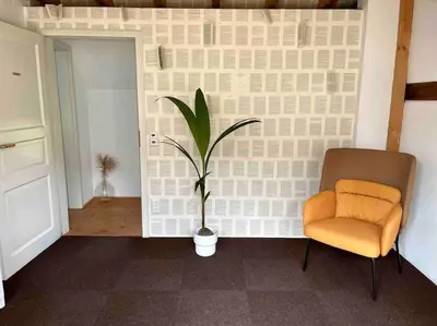 Ein Sitzbereich in der Unterkunft Fachwerkhaus am Waldesrand