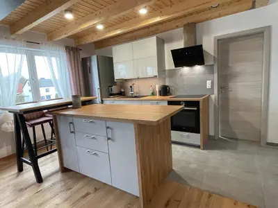Küche/Küchenzeile in der Unterkunft Helles ruhiges Appartement im Grünen