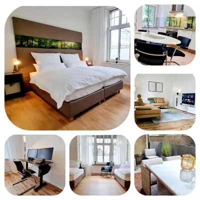 Ein Sitzbereich in der Unterkunft 135m²-Apartment I max. 8 Gäste I Zentral I Küche I Balkon I Parken I WLAN