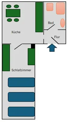 Grundriss der Unterkunft 3-Bett Wohnung im Boardinghaus Elisabeth