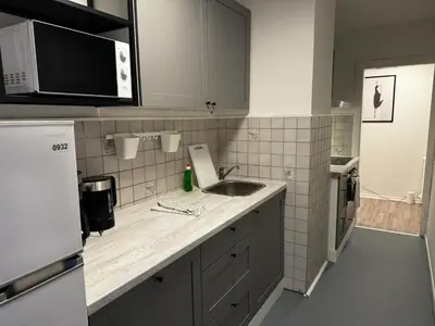 Küche/Küchenzeile in der Unterkunft 5-Bett Wohnung im Boardinghaus Elisabeth