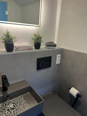 Ein Badezimmer in der Unterkunft Harkort Seeblick 1