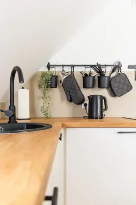 Küche/Küchenzeile in der Unterkunft Soulplace Studioapartment Herten