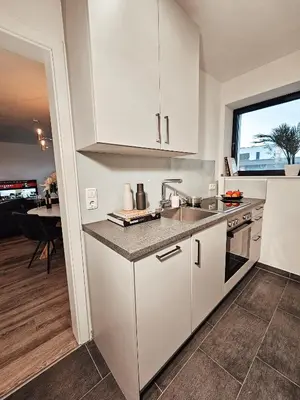Küche/Küchenzeile in der Unterkunft Modernes Appartment im Grünen