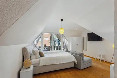 Ein Bett oder Betten in einem Zimmer der Unterkunft Gemütliche Fachwerkwohnung Zentrum Lüdinghausen