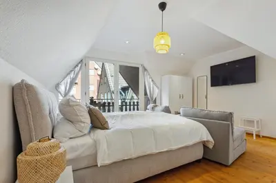 Ein Bett oder Betten in einem Zimmer der Unterkunft Gemütliche Fachwerkwohnung Zentrum Lüdinghausen