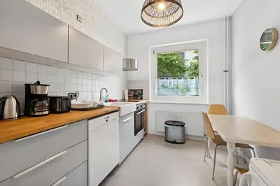 Küche/Küchenzeile in der Unterkunft Flora furnished fair apartments
