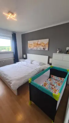 Ein Bett oder Betten in einem Zimmer der Unterkunft Cozy-Stay I, 2-Room Flat for Vacation & Messe, Düsseldorf, Perfect Connectivity