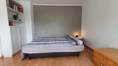 Ein Bett oder Betten in einem Zimmer der Unterkunft Modern 2.5 Bedroom Duplex Apartment near Messe, Airport, Arena