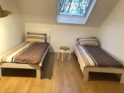 Ein Bett oder Betten in einem Zimmer der Unterkunft 4 Zimmer-Komfortwohnung mit viel Platz in Haltern