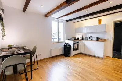Küche/Küchenzeile in der Unterkunft Fachwerk Boutique-Hotel 1