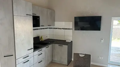 Küche/Küchenzeile in der Unterkunft Alte Bäckerei Hinterhaus Apartment Alte Bäckerei am Flughafen - Messe Düsseldorf