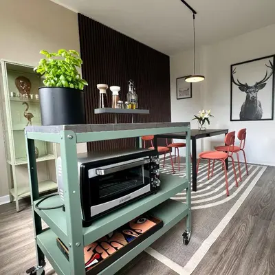 Grundriss der Unterkunft Apartment 2- Modernes Studio in Duisburg Meiderich, 4,7 km Hbf, U-Bahn 250m, Flughafen Düsseldorf 28 km, Landschaftspark 2,9 km, 5 Gehminuten von Herzklinik entfernt