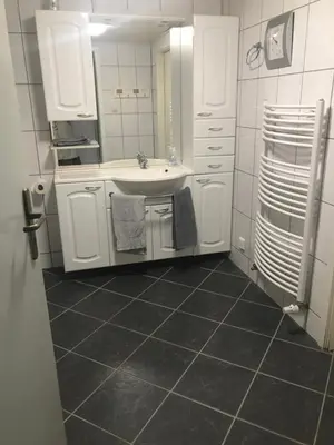 Küche/Küchenzeile in der Unterkunft Ferien-Monteur-Wohnung am Bach im Grünen mit 3 Schlafzimmer