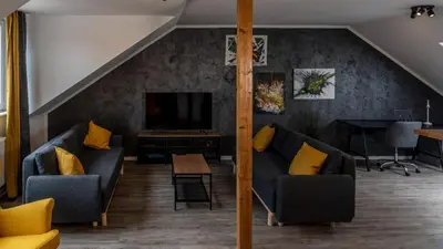 Ein Sitzbereich in der Unterkunft View Apartment