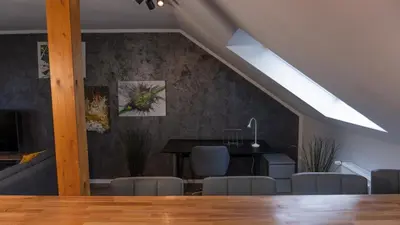 Ein Sitzbereich in der Unterkunft View Apartment
