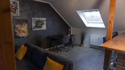 Ein Sitzbereich in der Unterkunft View Apartment