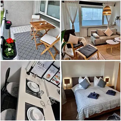 Ein Bett oder Betten in einem Zimmer der Unterkunft Moderne ruhige Wohnung Bochum angebunden