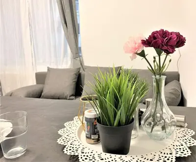 Ein Sitzbereich in der Unterkunft Stilvoll eingerichtete Wohnung in Essen-Südviertel