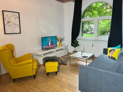 Ein Sitzbereich in der Unterkunft Casa Luna 6 min Hbf , Erdgeschosswohnung ,Altbau