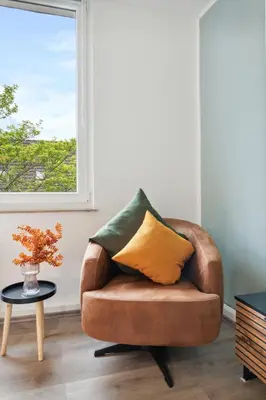 Ein Sitzbereich in der Unterkunft Stylisches Apartment, 2-5 Personen, Zentral, Nähe Messe