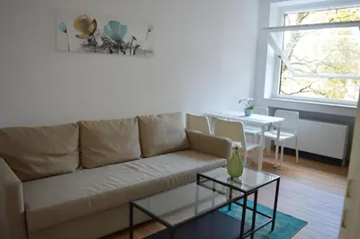 Ein Sitzbereich in der Unterkunft Rüttenscheid, Messe, Uni, Central Station