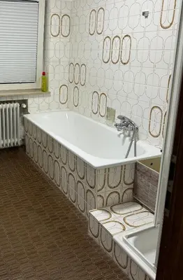 Ein Badezimmer in der Unterkunft Laras voll ausgestattete Gartenwohnung mit WLAN und TV