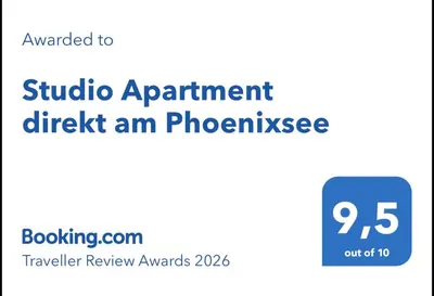 Ein Zertifikat, Auszeichnung, Logo oder anderes Dokument, das in der Unterkunft Studio Apartment direkt am Phoenixsee ausgestellt ist