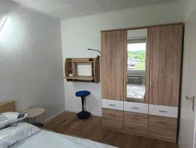 Ein Bett oder Betten in einem Zimmer der Unterkunft 2 Zimmer Apartement mit Balkon bei Düsseldorf