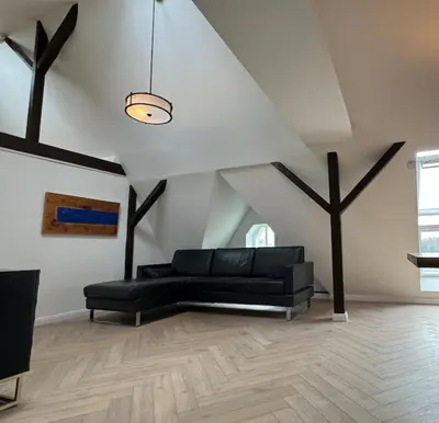 Ein Sitzbereich in der Unterkunft JayBnB - Loft über den Dächern von Dortmund