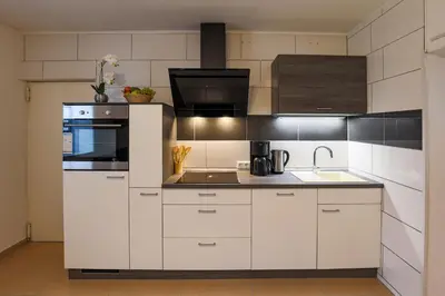Küche/Küchenzeile in der Unterkunft zentrale Lage Apartment nähe Düsseldorf Airport, Messe