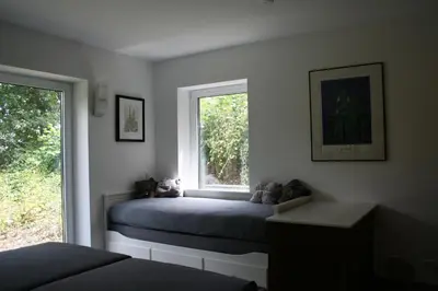 Ein Bett oder Betten in einem Zimmer der Unterkunft Ferienwohnung Ruhrblick Wengern