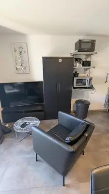 Küche/Küchenzeile in der Unterkunft Modernes Studio-Apartment mitten im Ruhrgebiet