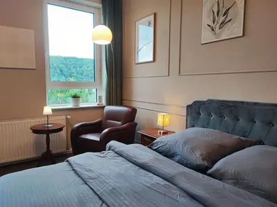 Ein Sitzbereich in der Unterkunft Charmantes Apartment in Hagen