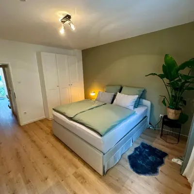 Ein Bett oder Betten in einem Zimmer der Unterkunft Seibel's SUITES - Luxus 2 Room Flat in best Rüttenscheid