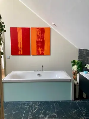Ein Badezimmer in der Unterkunft Wunderschöne Ferienwohnung in innovativem Zero-Emissionen Haus