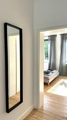 Ein Bett oder Betten in einem Zimmer der Unterkunft Apartment Savanna im historischen Stadtkern Linn in Krefeld, nähe Düsseldorf Messe, Airport, Parkmöglichkeiten direkt vor dem Haus
