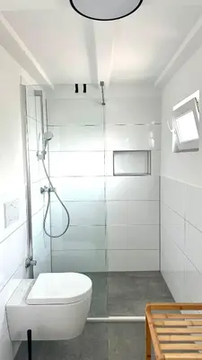 Ein Badezimmer in der Unterkunft Apartment Savanna im historischen Stadtkern Linn in Krefeld, nähe Düsseldorf Messe, Airport, Parkmöglichkeiten direkt vor dem Haus