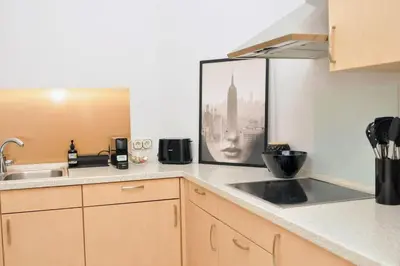 Küche/Küchenzeile in der Unterkunft 90qm Designerwohnung mit Küche und Jacuzzi in DO-City