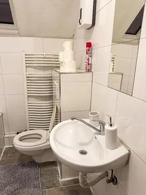 Ein Badezimmer in der Unterkunft Ruhr Business Apartments Essen Apartment mit 7 Einzelbetten Privat