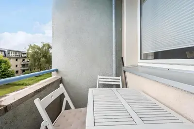 Ein Balkon oder eine Terrasse in der Unterkunft Rü-Juwel Design-Apartment - Messe, Gruga, Kruppklinik, Prime