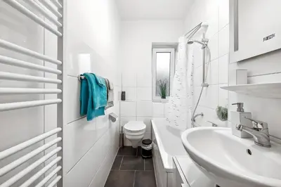 Ein Badezimmer in der Unterkunft Rü-Juwel Design-Apartment - Messe, Gruga, Kruppklinik, Prime