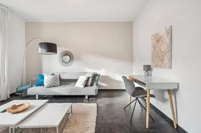 Ein Sitzbereich in der Unterkunft Rü-Juwel Design-Apartment - Messe, Gruga, Kruppklinik, Prime