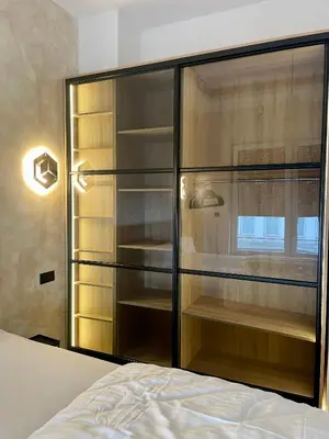 Ein Bett oder Betten in einem Zimmer der Unterkunft Aura Apartment und Spa Oberhausen
