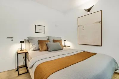 Ein Bett oder Betten in einem Zimmer der Unterkunft VALLEY APARTMENT Wuppertal