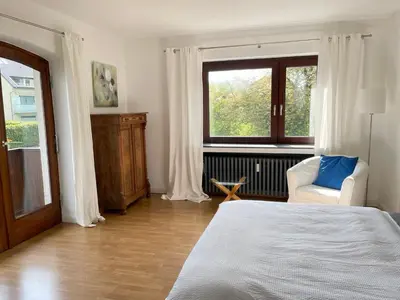 Ein Bett oder Betten in einem Zimmer der Unterkunft Gästeappartement Ratingen-Hösel