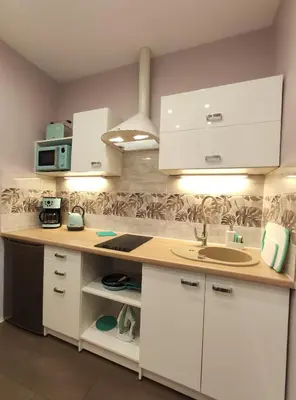 Küche/Küchenzeile in der Unterkunft 3 Äpfel Design Apartments